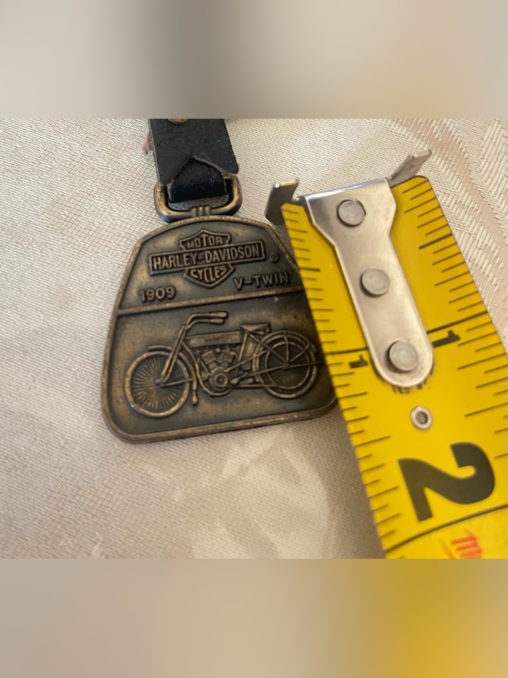 HARLEY DAVIDSON 1909 V-TWIN MOTORCYCLE KEY CHAIN FOB Vtg - Picture 7 of 7